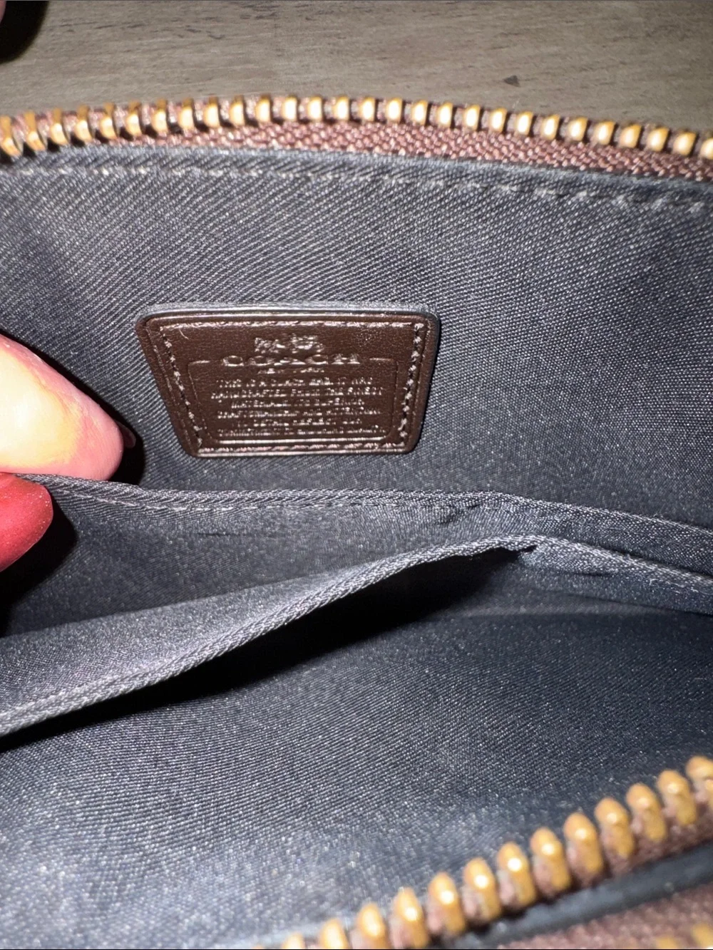 COACH Metallic Bronze-copper Studded Leather Wristlet Clutch